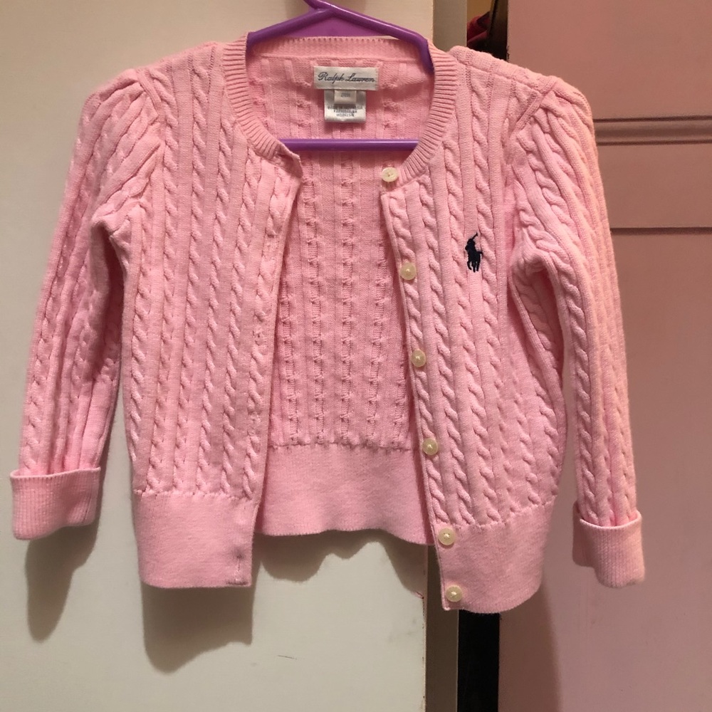 Pink and navy Ralph Lauren cardigan
